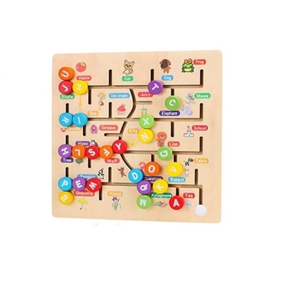 Math Toys Wooden Digitals Alphabet Learning Arithmetic Maze Matching Board Brain Development for Children Image 1