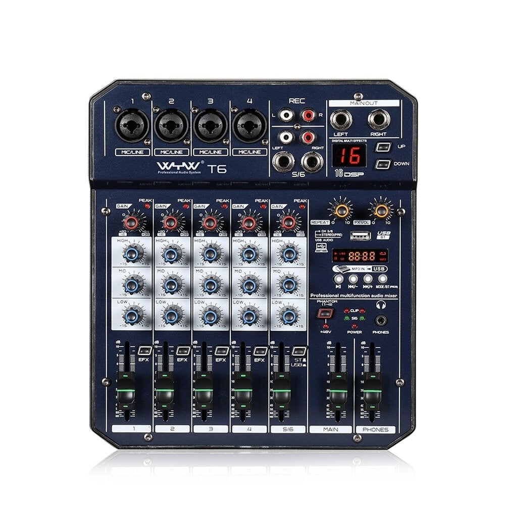 Mini 4 Channel Mono+1 Stereo Output USB 16 DSP Effects Audio Mixer With Bluetooth Image 1