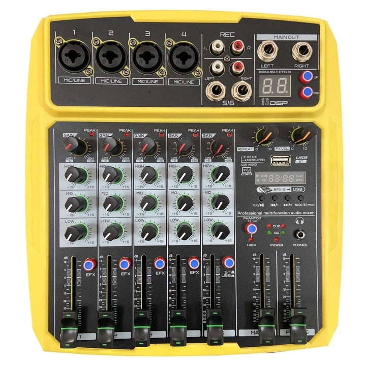 Mini 4 Channel 16 DSP Effect USB Delay and Repeat Efferts Audio Mixer Console With Volume Contrl Image 1