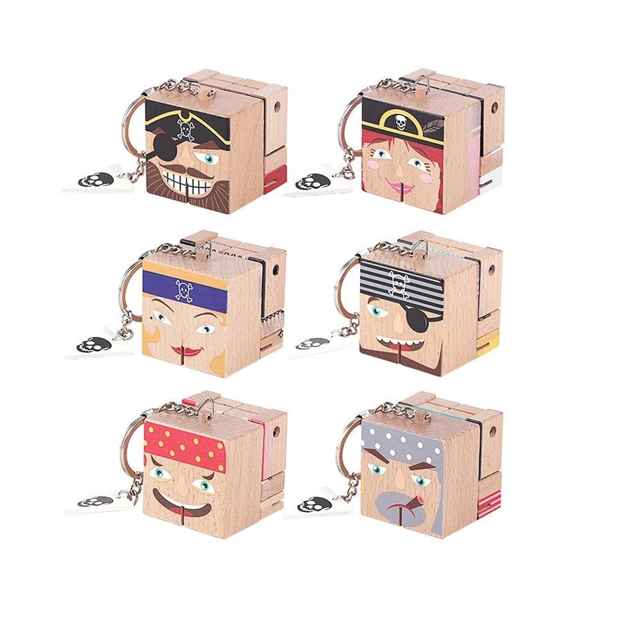 Mini Multi-function Puzzle Wooden Variety Pirates Novelties Cube Toys for Gift Image 1