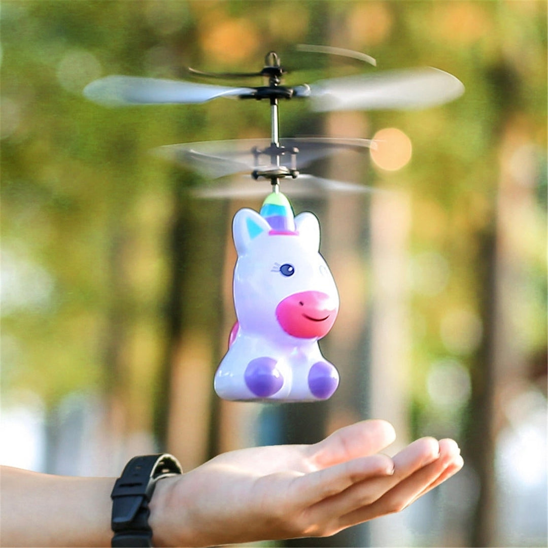 Mini LED Light Up Infrared Induction Drone Rechargeable Flying Unicorn Toy Hand-controlled Toys for Kids Gift Image 6