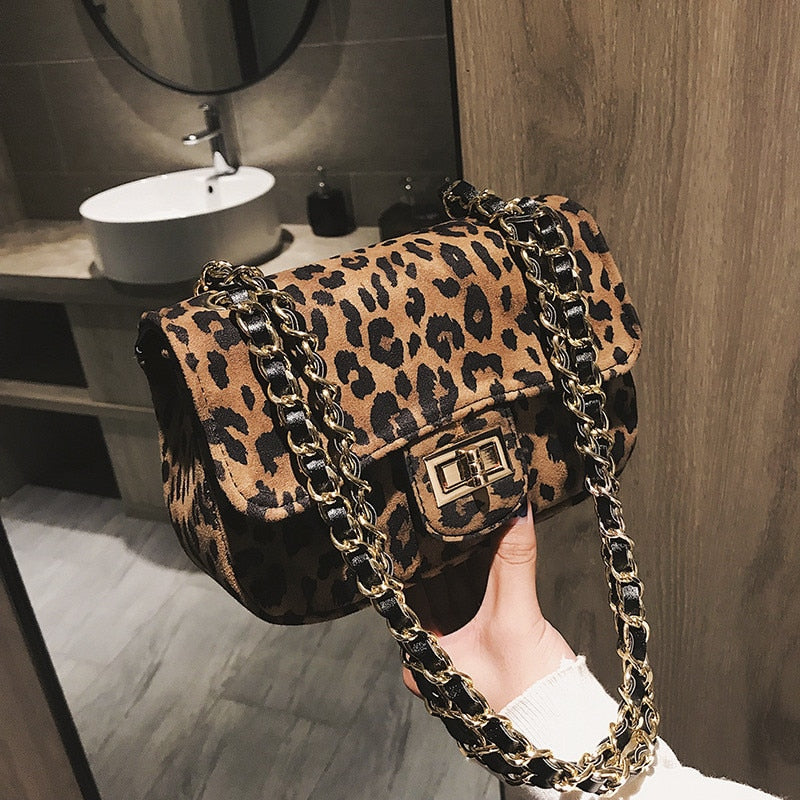Mini Women Handbag Leopard Small Square Lock Bag Luxury Evening Clutch Image 2