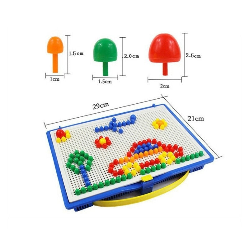 Mix Color Mushroom Nails with Alphanumeric Puzzle Peg Board Set Early Learning Educational Toys for Kids Gift Image 4