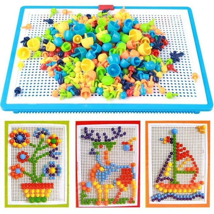 Mix Color Mushroom Nails with Alphanumeric Puzzle Peg Board Set Early Learning Educational Toys for Kids Gift Image 6