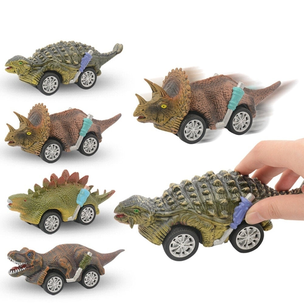 Multi-shape Simulation Cartoon Cuteness Dinosaur Animal Doll Four-wheel Drive Return Inertial Push and Pull Car Toy for Image 1