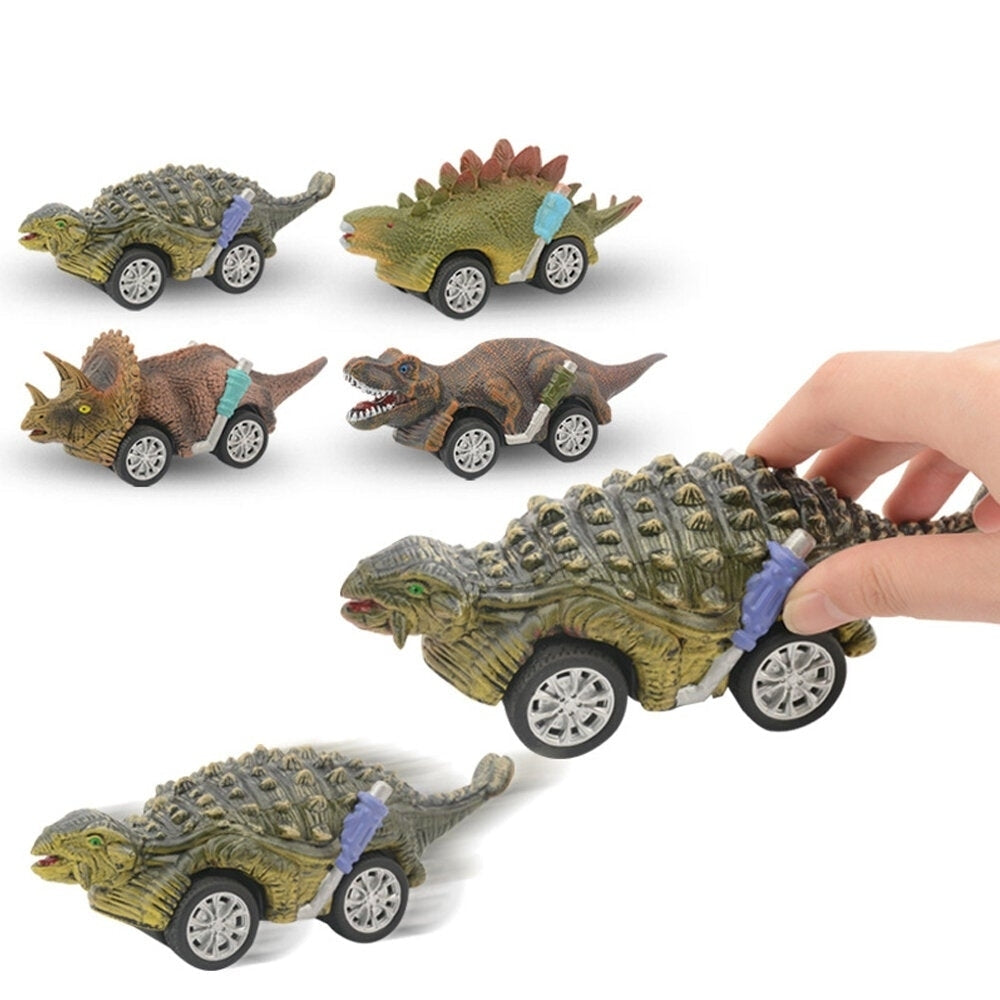 Multi-shape Simulation Cartoon Cuteness Dinosaur Animal Doll Four-wheel Drive Return Inertial Push and Pull Car Toy for Image 2