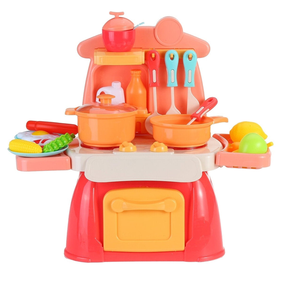Multi-style Simulation Spray Water Mini Kitchen Cooking Pretend Play House Puzzle Educational Toy Set with Sound Light Image 9