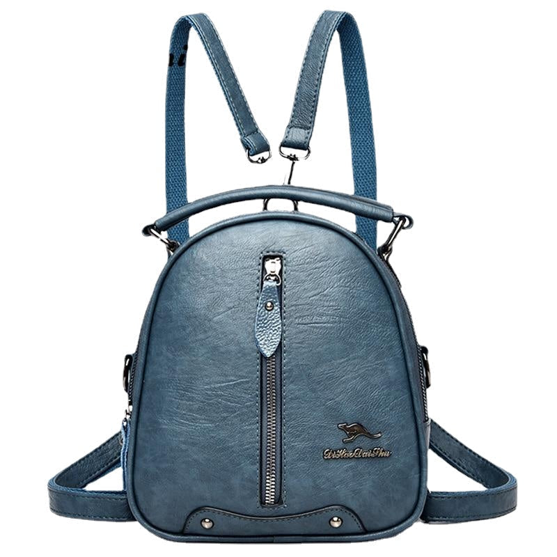 Multi-function Leather Backpacks for women travel backpack Mini school bags teenage girls sac a dos kangaroo female Image 1