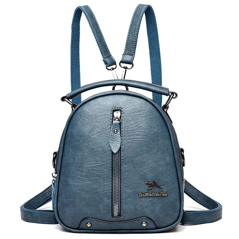 Multi-function Leather Backpacks for women travel backpack Mini school bags for teenage girls sac a dos kangaroo female Image 1