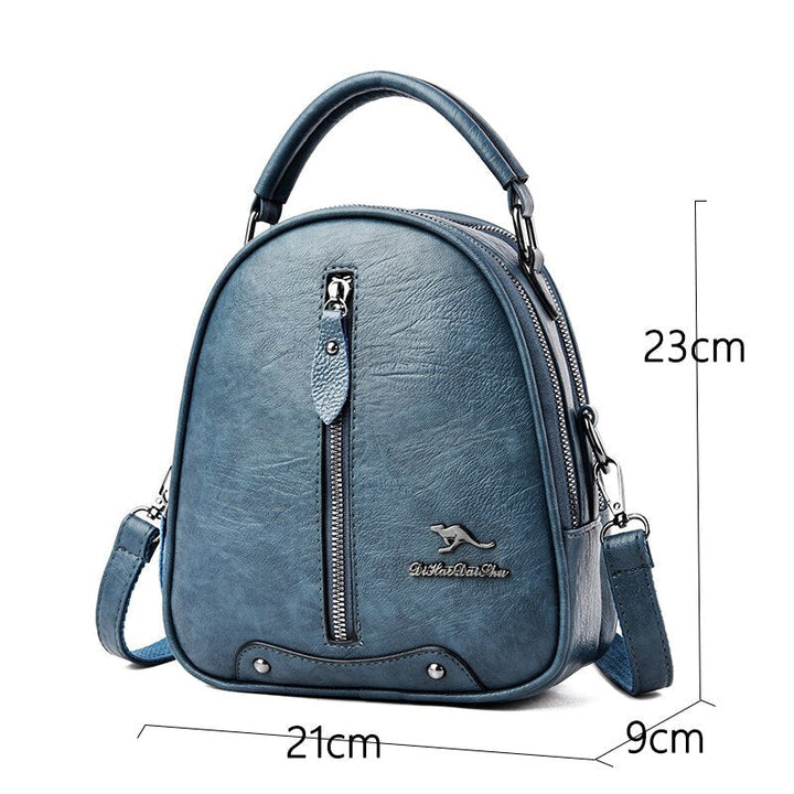 Multi-function Leather Backpacks for women travel backpack Mini school bags teenage girls sac a dos kangaroo female Image 4