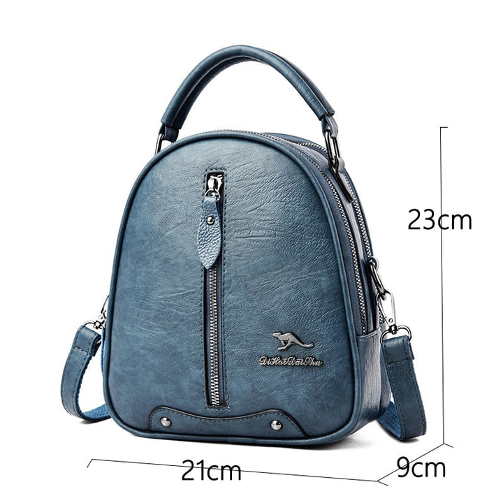 Multi-function Leather Backpacks for women travel backpack Mini school bags for teenage girls sac a dos kangaroo female Image 4