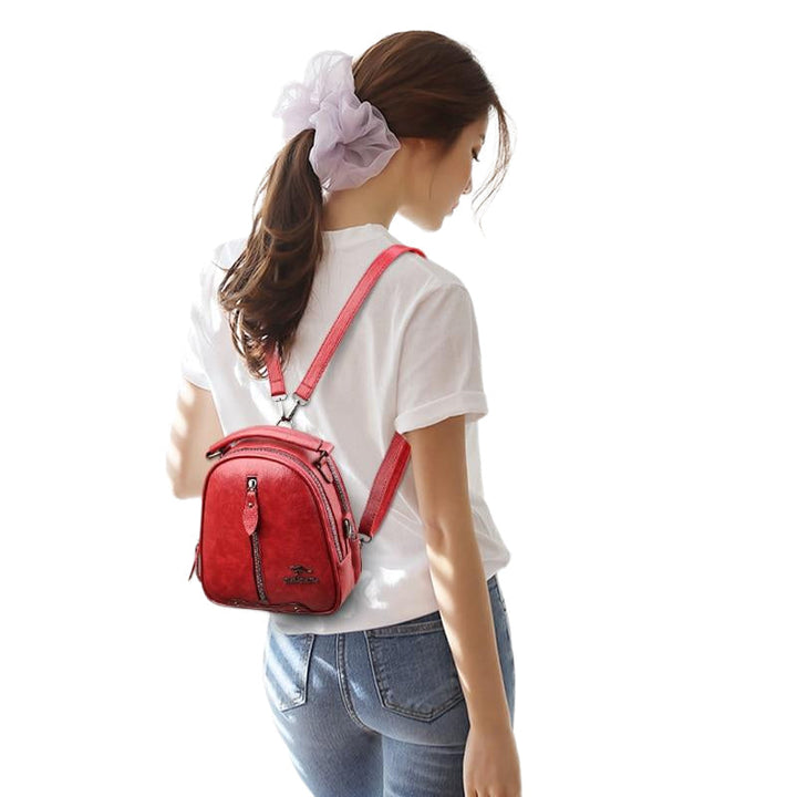 Multi-function Leather Backpacks for women travel backpack Mini school bags for teenage girls sac a dos kangaroo female Image 4