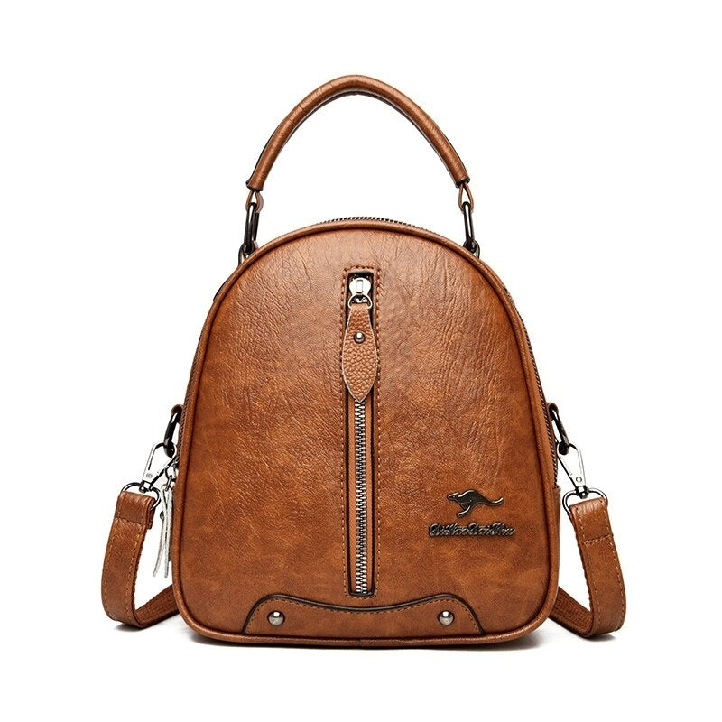 Multi-function Leather Backpacks for women travel backpack Mini school bags for teenage girls sac a dos kangaroo female Image 6