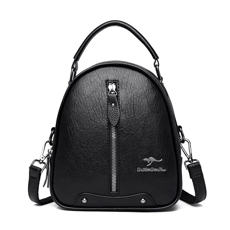Multi-function Leather Backpacks for women travel backpack Mini school bags for teenage girls sac a dos kangaroo female Image 1