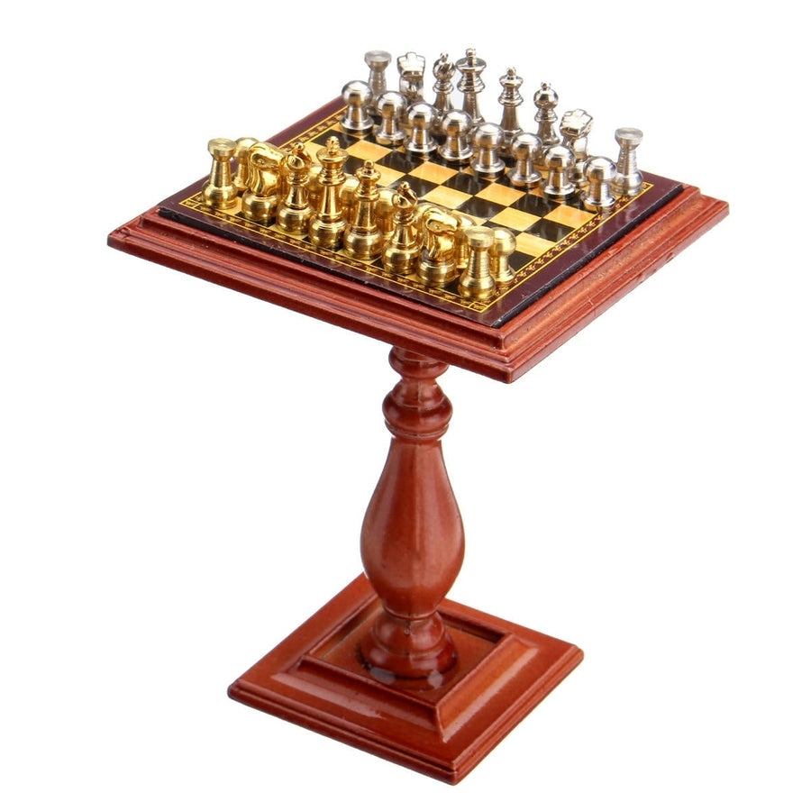 Miniature Chess Set and Table Magnet Chess Pieces 1:12 Accessories Parts For Doll House Image 1