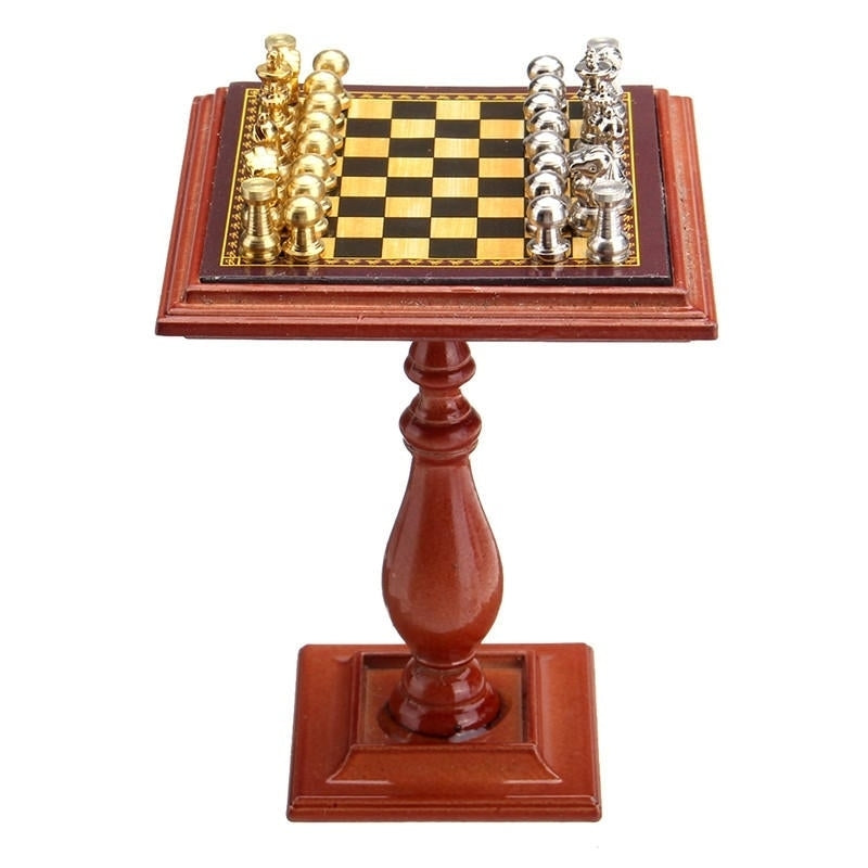 Miniature Chess Set and Table Magnet Chess Pieces 1:12 Accessories Parts For Doll House Image 2