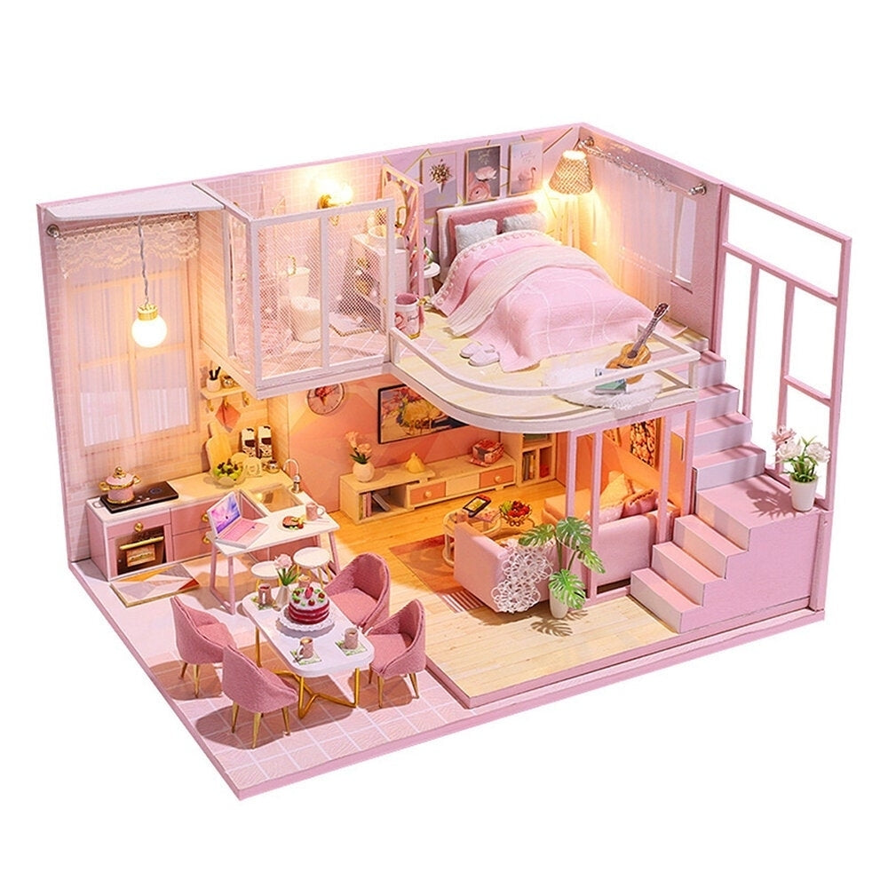 Miniature DIY Doll House With Furnitures Wooden House Toys For Children Birthday Gift Image 1