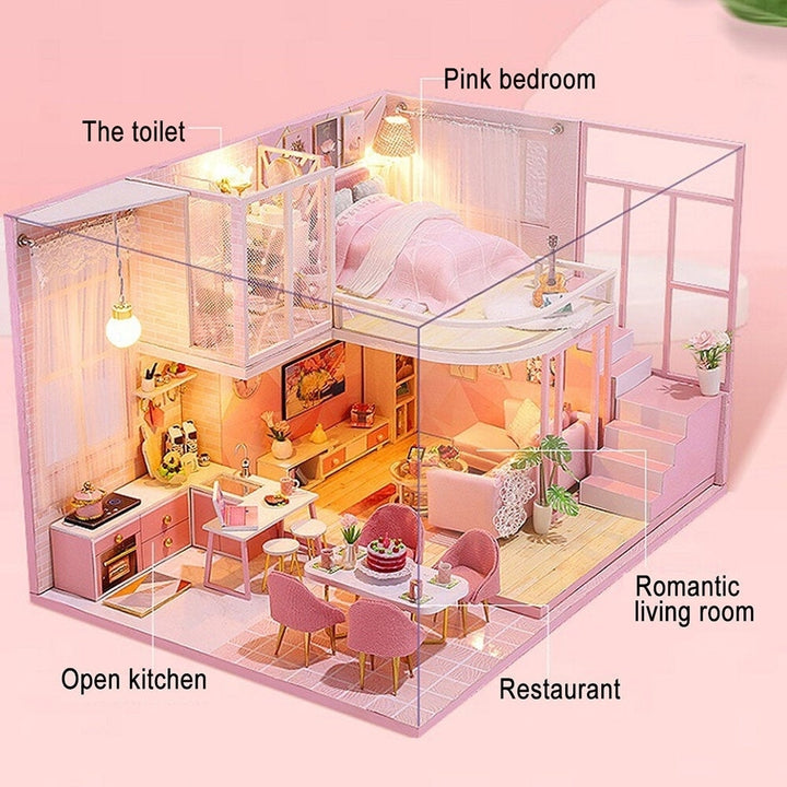 Miniature DIY Doll House With Furnitures Wooden House Toys For Children Birthday Gift Image 3
