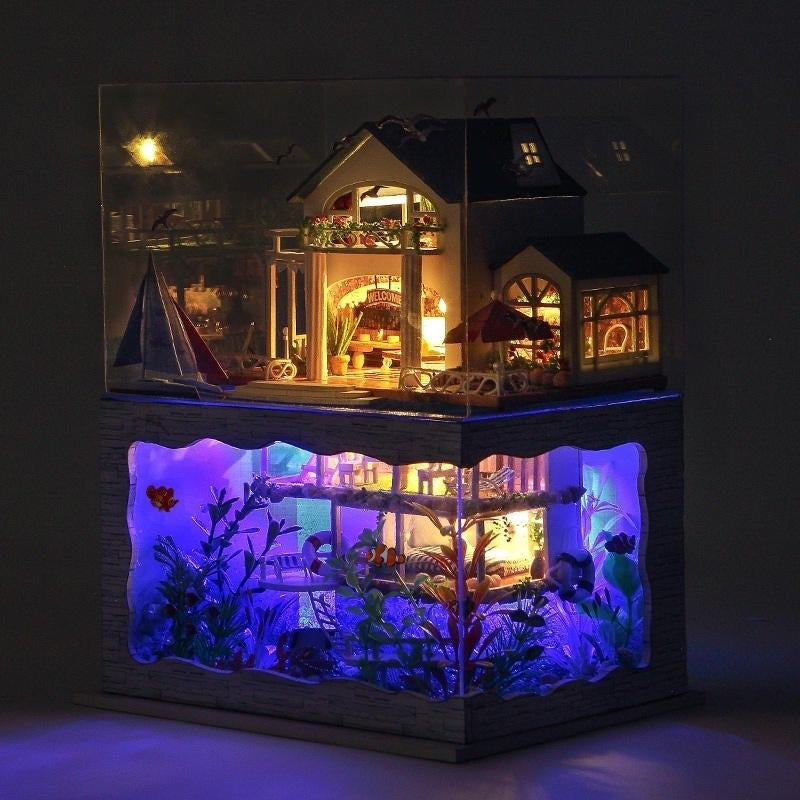 Miniature Model Doll House With Light Cover Extra Gift Decor Collection Toy Image 3
