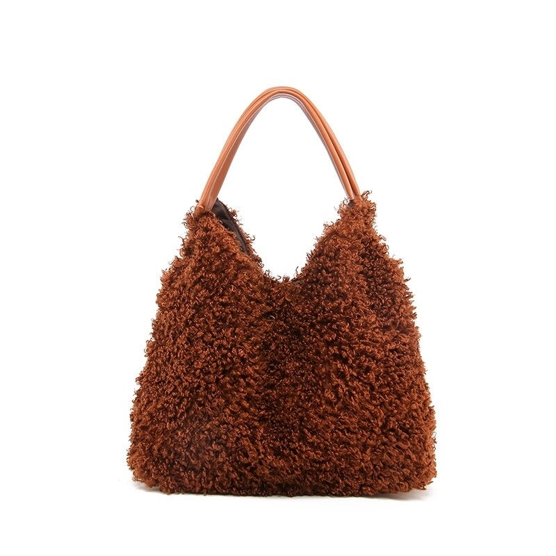 New Designer Ladies Handbag Plush Shoulder Bag Female Fashion Large Capacity Messenger Bag Girl Casual Handbag Image 1