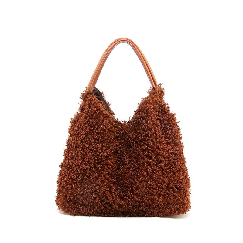 Designer Ladies Handbag Plush Shoulder Bag Female Fashion Large Capacity Messenger Bag Girl Casual Handbag Image 1