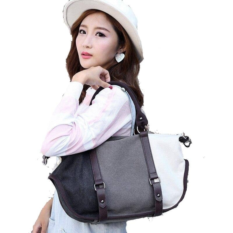 fashion Mosaic canvas women shoulder bag casual large capacity cross-slung tote bag DTTT Image 1