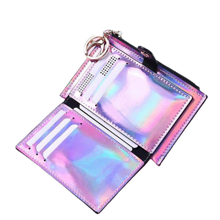 Laser Women Wallets Fashion Keychain Zipper Coin Purse Mini Small Money Bag Credit Card Holder Image 7