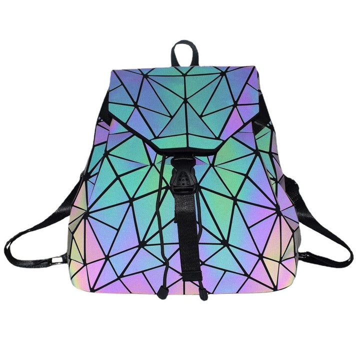 Women Laser Luminous School Backpack Geometric Shoulder Bag Folding Student Bags For Teenage Girl Image 4