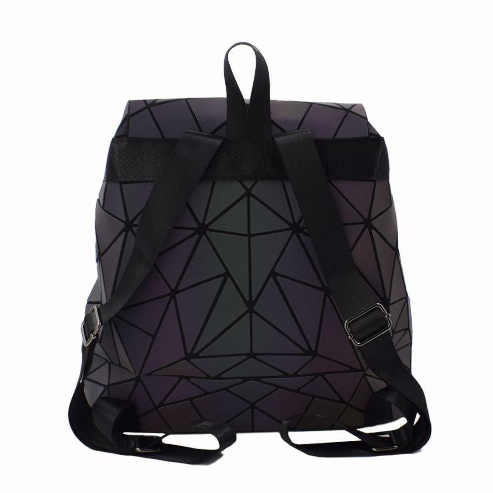 Women Laser Luminous School Backpack Geometric Shoulder Bag Folding Student Bags For Teenage Girl Image 4