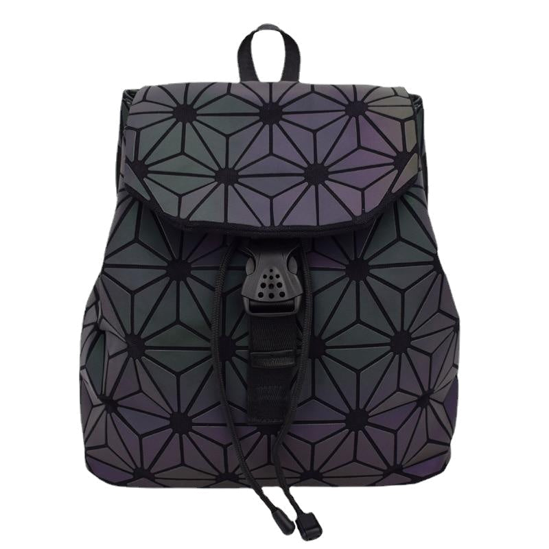 Women Laser Luminous School Backpack Geometric Shoulder Bag Folding Student Bags For Teenage Girl Image 7