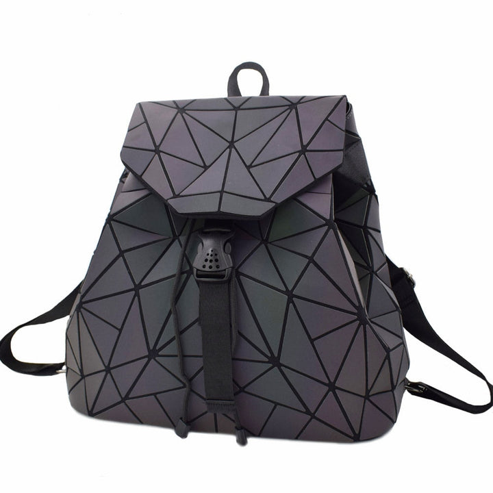 Women Laser Luminous School Backpack Geometric Shoulder Bag Folding Student Bags For Teenage Girl Image 8