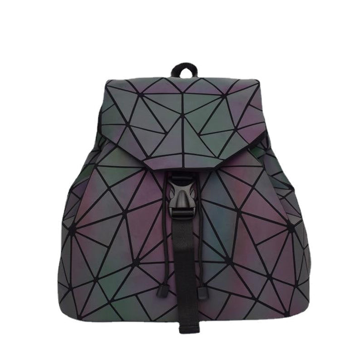 Women Laser Luminous School Backpack Geometric Shoulder Bag Folding Student Bags For Teenage Girl Image 9