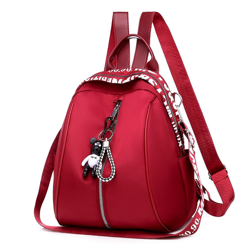 Waterproof Nylon Women Backpack Zipper School Bags For Teenagers Girls Small Pendant Female Multifunction Rucksack Image 12