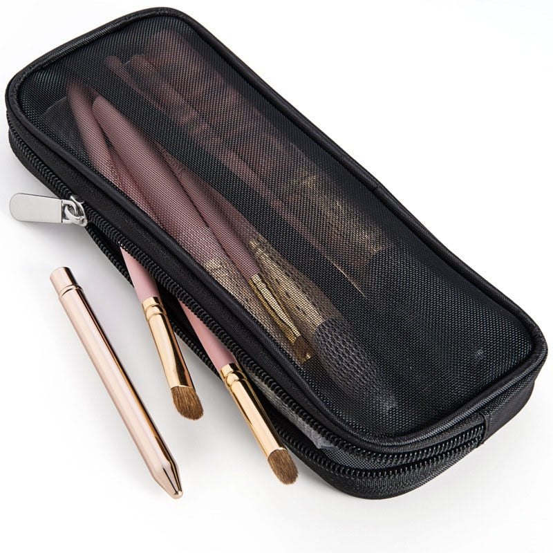 Portable Makeup Brushes Holder Case Women Mesh Cosmetic Organizer Tools Pouch Beauty Brush Bag Girl Image 1