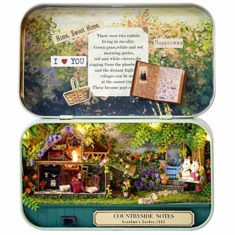 Old Times Trilogy DIY Box Theatre Miniature Tin Box Doll House With LED Light Extra Gift Image 3
