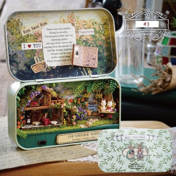 Old Times Trilogy DIY Box Theatre Miniature Tin Box Doll House With LED Light Extra Gift Image 1