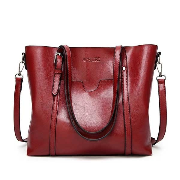 Oil wax Womens Leather Handbags Luxury Lady Hand Bags With Purse Pocket Women messenger bag Image 3