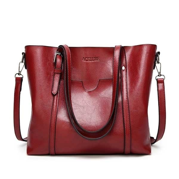 Oil wax Womens Leather Handbags Luxury Lady Hand Bags With Purse Pocket Women messenger bag Image 1
