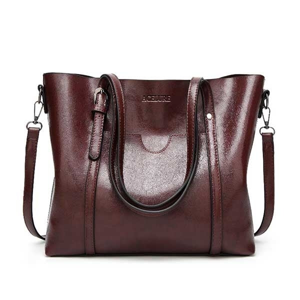 Oil wax Womens Leather Handbags Luxury Lady Hand Bags With Purse Pocket Women messenger bag Image 4