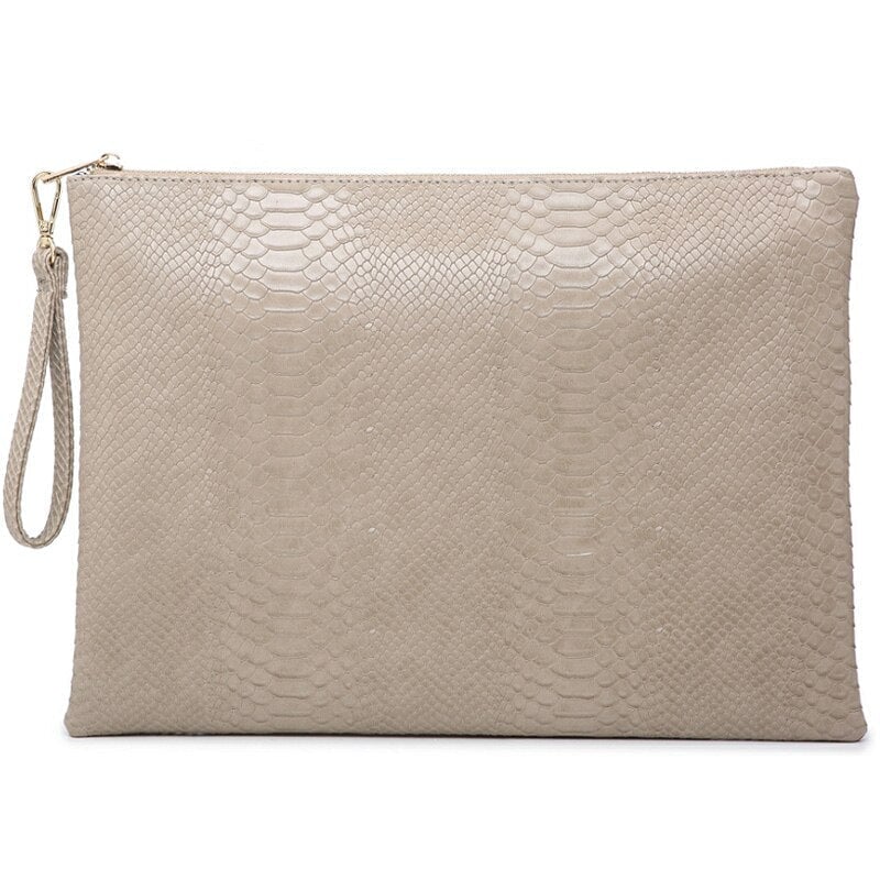 Ostrich Maroon Leather Clutch Handbag Python Women Laptop Bag For Macbook Pouch Bag With Short Wristlet Image 1