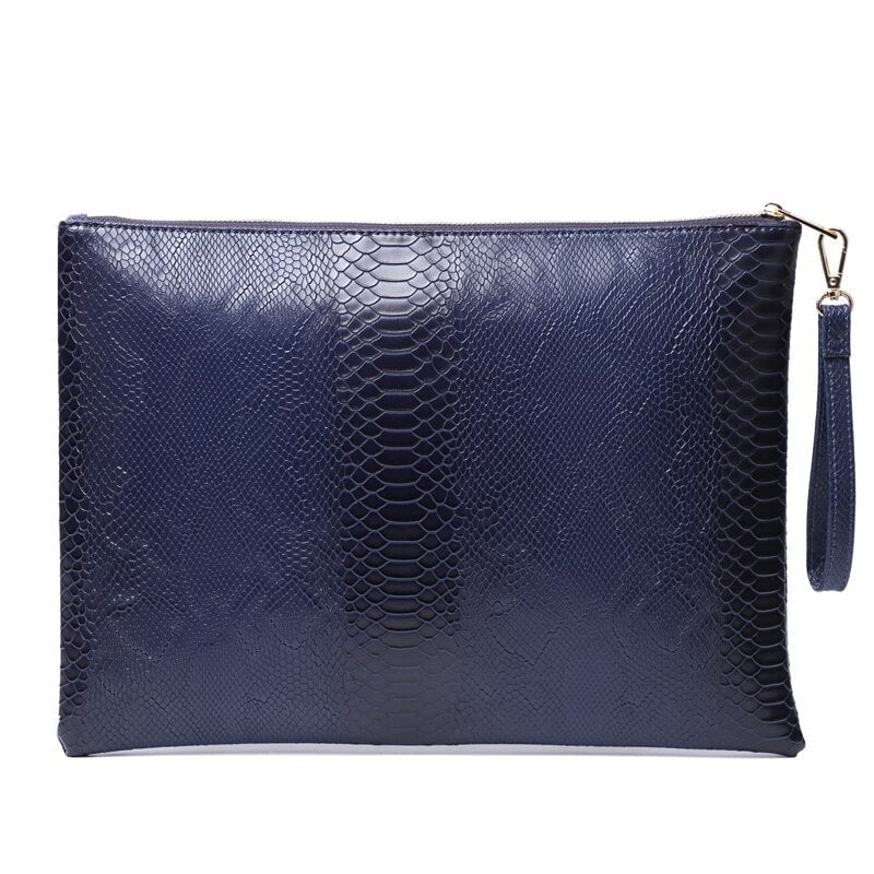 Ostrich Maroon Leather Clutch Handbag Python Women Laptop Bag For Macbook Pouch Bag With Short Wristlet Image 1
