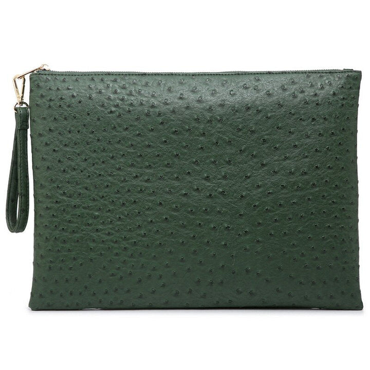 Ostrich Maroon Leather Clutch Handbag Python Women Laptop Bag For Macbook Pouch Bag With Short Wristlet Image 9