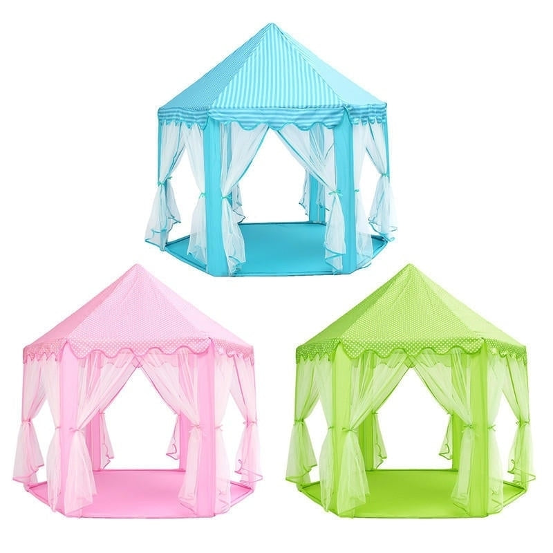 Portable Princess Castle Play Tent Activity Fairy House Fun Toy 55.1x55.1x53.1 Inch Image 1