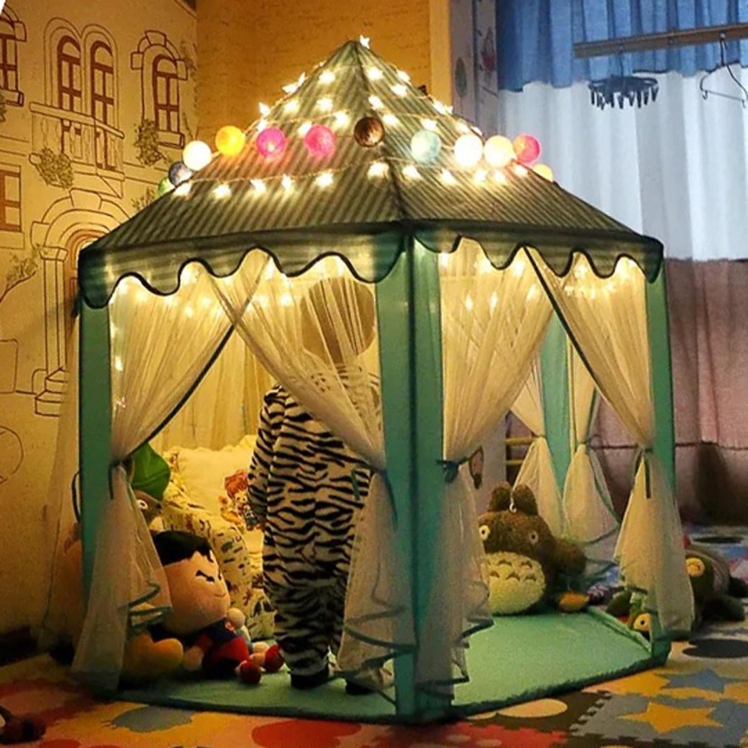 Portable Princess Castle Play Tent Activity Fairy House Fun Toy 55.1x55.1x53.1 Inch Image 4