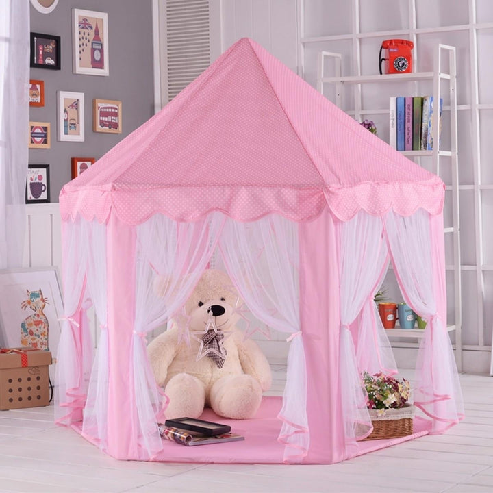 Portable Princess Castle Play Tent Activity Fairy House Fun Toy 55.1x55.1x53.1 Inch Image 6