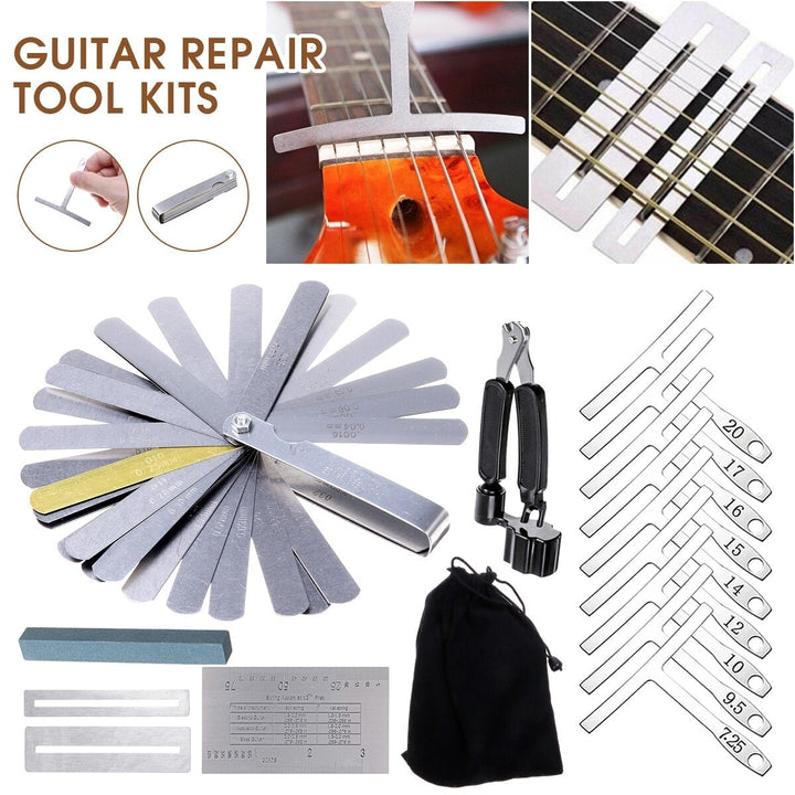 Professional Stainless Steel String Action Rulers Feeler Gauge Guitar Tool Kits Image 6