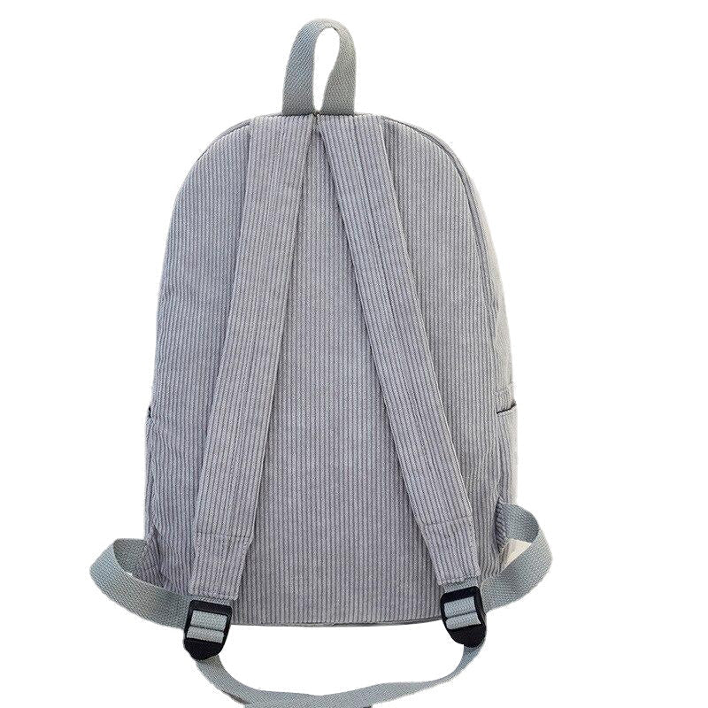 Preppy Style Soft Fabric Backpack Female Corduroy Design School For Teenage Girls Striped Women Image 2