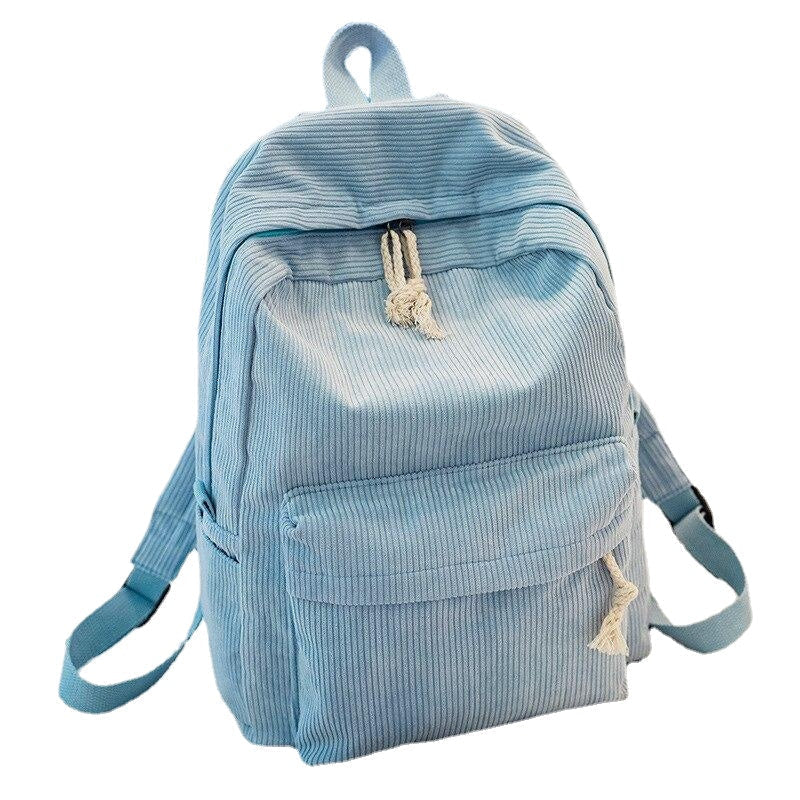 Preppy Style Soft Fabric Backpack Female Corduroy Design School For Teenage Girls Striped Women Image 6