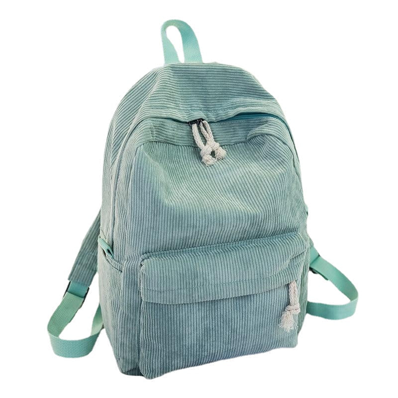 Preppy Style Soft Fabric Backpack Female Corduroy Design School For Teenage Girls Striped Women Image 9