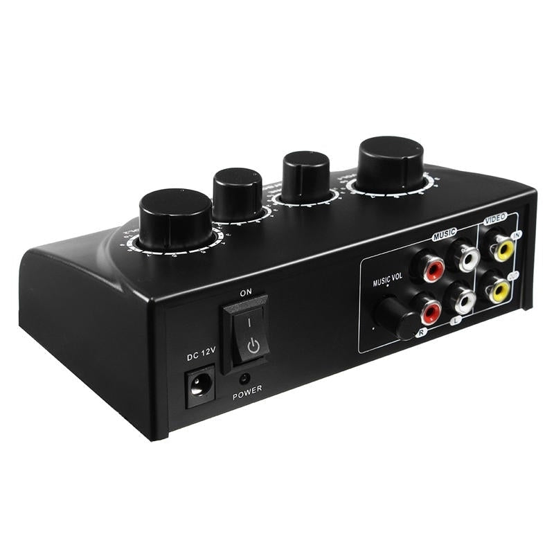 Professional Mini Karaoke Audio Mixer Dual Mic Inputs with Cable for Stage Home KTV Image 3